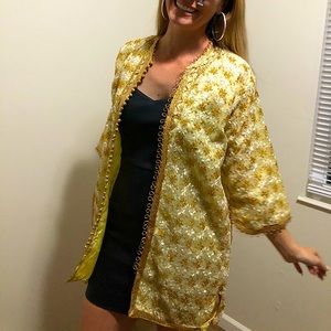 3/$25•Vintage Gold & White Coat (fits S/M)
